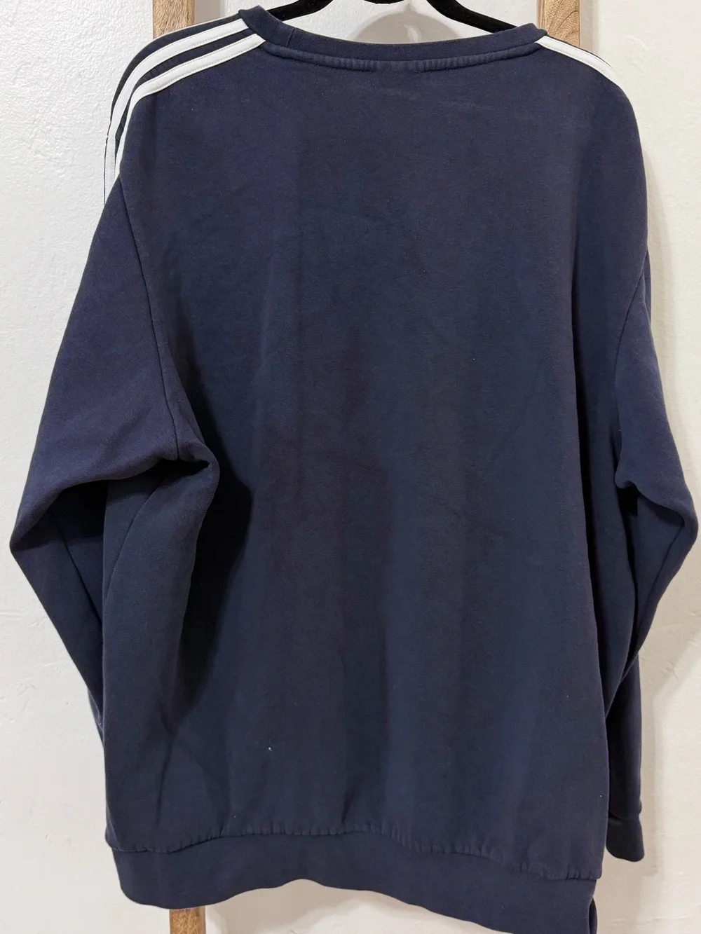 adidas Navy Crewneck Sweatshirt with White Logo & Sleeve Stripes